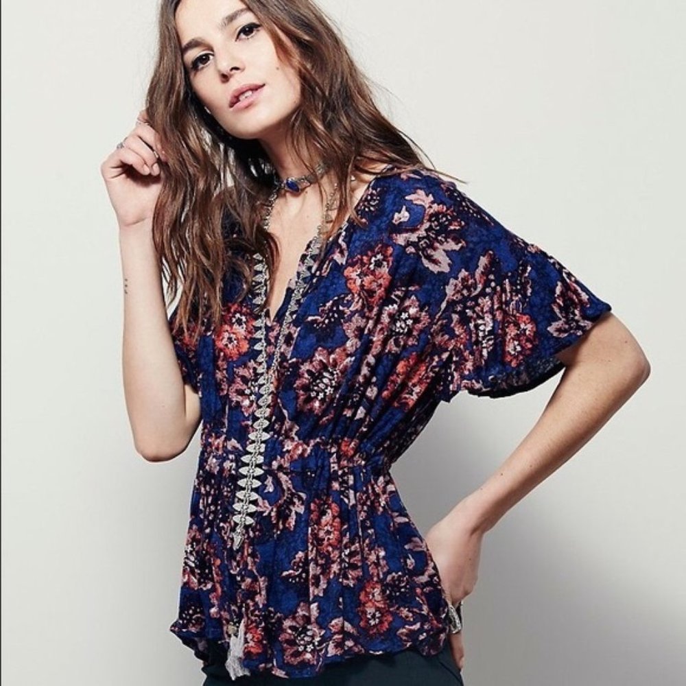 FREE PEOPLE  Riverbend Floral Top S